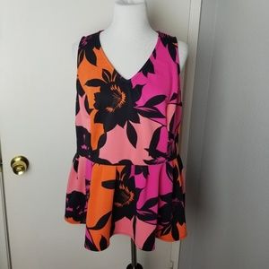 Worthington 1X Sleeveless Stretch Peplum Floral